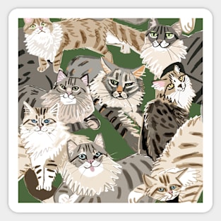 Cats Paradise Green Sticker